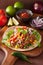Mexican taco with beef tomato salsa onion corn