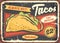 Mexican tacos poster design for restaurants and diners.