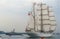 Mexican tall ship during tallship parade