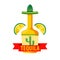 Mexican tequila bar vector icon template of bottle in sombrero