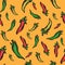 Mexican themed background with jalapeno peppers