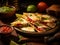 Mexican tortilla quesadilla with scrambled eggs, vegetables and cheese, Mexican cuisine