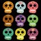 Mexican vector skulls for day of the dead. Dia de los muertos. Illustration for banner site card walpaper design