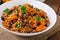 Mexican vegan vegetable pilaf with haricot beans and pumpkin