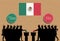 Mexican voters crowd silhouette in Mexico election with yes and