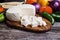 Mexican white panela cheese with fresh ingredients in Mexico Latin America