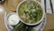 Mexican white pozole with some greens
