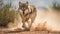 Mexican Wolf\\\'s Playful Frolic in the Desert