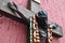 Mexican wooden crucifix with traditional prayer beads