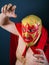 Mexican wrestler in a fight pose