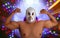 Mexican wrestling mask silver fighter gesture