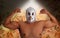 Mexican wrestling mask silver fighter gesture