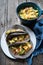 Mexican zucchini stew  tacos with blue tortilla