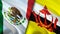 Mexico and Brunei flags. 3D Waving flag design. Mexico Brunei flag, picture, wallpaper. Mexico vs Brunei image,3D rendering.