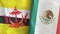 Mexico and Brunei two flags textile cloth 3D rendering