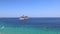 Mexico, Cabo San Lucas, Los Cabos, vacation cruise ship docked close to El Medano beach and scenic landmark tourist
