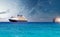 Mexico, Cabo San Lucas, Los Cabos, vacation cruise ship docked close to El Medano beach and scenic landmark tourist