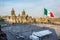 MEXICO CITY - FEB 5, 2017: Constitution Square Zocalo view from the dome of the Metropolitan Cathedral