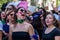 MEXICO CITY, MEXICO - 03/08/2020: Several feminist protesters participate in a protest against gender violence against women after