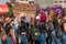 MEXICO CITY, MEXICO - 03/08/2020: Several feminist protesters participate in a protest against gender violence against women after