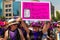 MEXICO CITY, MEXICO - 03/08/2020: Several feminist protesters participate in a protest against gender violence against women after