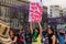 MEXICO CITY, MEXICO - 03/08/2020: Several feminist protesters participate in a protest against gender violence against women after