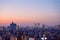 Mexico city Skyline sunset panoramic view