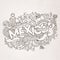 Mexico country hand lettering and doodles elements