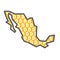 Mexico country map with bitcoin crypto currency logo