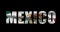 Mexico country name on transparent background. Word animation with waving national flag