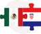 Mexico and Croatia Flags in puzzle