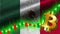 Mexico Fabric Wavy Flag, Stock Market Graph, Bitcoin Icon Illustration
