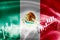 Mexico flag, stock market, exchange economy and Trade, oil production, container ship in export and import business and logistics