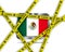 Mexico flag and yellow ribbons with Flurona. Covid and flu infection