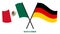 Mexico and Germany Flags Crossed And Waving Flat Style. Official Proportion. Correct Colors