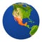 Mexico highlighted on Earth