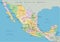 Mexico - Highly detailed editable political map with labeling.