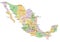 Mexico - Highly detailed editable political map with labeling.