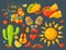 Mexico icons vector illustration traditional graphic travel tequila alcohol fiesta drink ethnicity aztec maraca sombrero