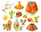 Mexico icons vector illustration traditional graphic travel tequila alcohol fiesta drink ethnicity aztec maraca sombrero