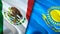 Mexico and Kazakhstan flags. 3D Waving flag design. Mexico Kazakhstan flag, picture, wallpaper. Mexico vs Kazakhstan image,3D