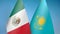 Mexico and Kazakhstan two flags
