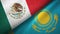 Mexico and Kazakhstan two flags textile cloth, fabric texture