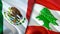 Mexico and Lebanon flags. 3D Waving flag design. Mexico Lebanon flag, picture, wallpaper. Mexico vs Lebanon image,3D rendering.