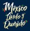 Mexico Lindo y Querido, Mexico Beautiful and Beloved Spanish text vector lettering.