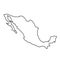 Mexico map of black contour curves illustration