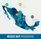 Mexico map infographic template. All regions are selectable. Vector