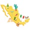 mexico map with set cultural icons