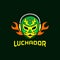 Mexico mask lucadhor with fire headset  logo design