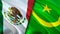 Mexico and Mauritania flags. 3D Waving flag design. Mexico Mauritania flag, picture, wallpaper. Mexico vs Mauritania image,3D